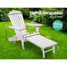 Load image into Gallery viewer, Gardeon 3 Piece Outdoor Adirondack Lounge Beach Chair Set - White