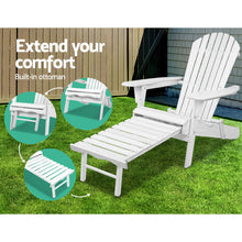 Load image into Gallery viewer, Gardeon 3 Piece Outdoor Adirondack Lounge Beach Chair Set - White