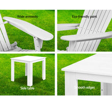 Load image into Gallery viewer, Gardeon 3 Piece Outdoor Adirondack Lounge Beach Chair Set - White