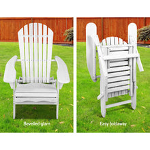 Load image into Gallery viewer, Gardeon 3 Piece Outdoor Adirondack Lounge Beach Chair Set - White