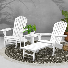 Load image into Gallery viewer, Gardeon 3 Piece Outdoor Adirondack Lounge Beach Chair Set - White